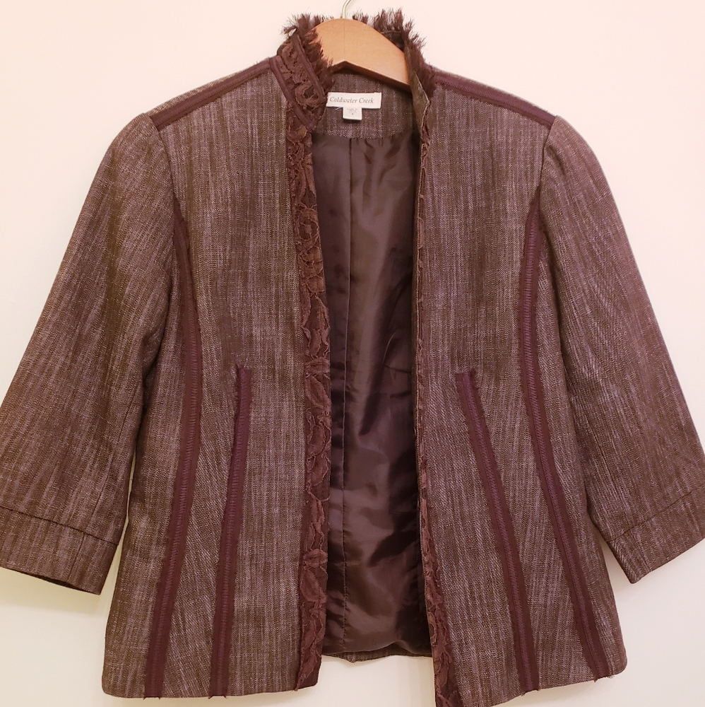 Women's brown blazer with fringe